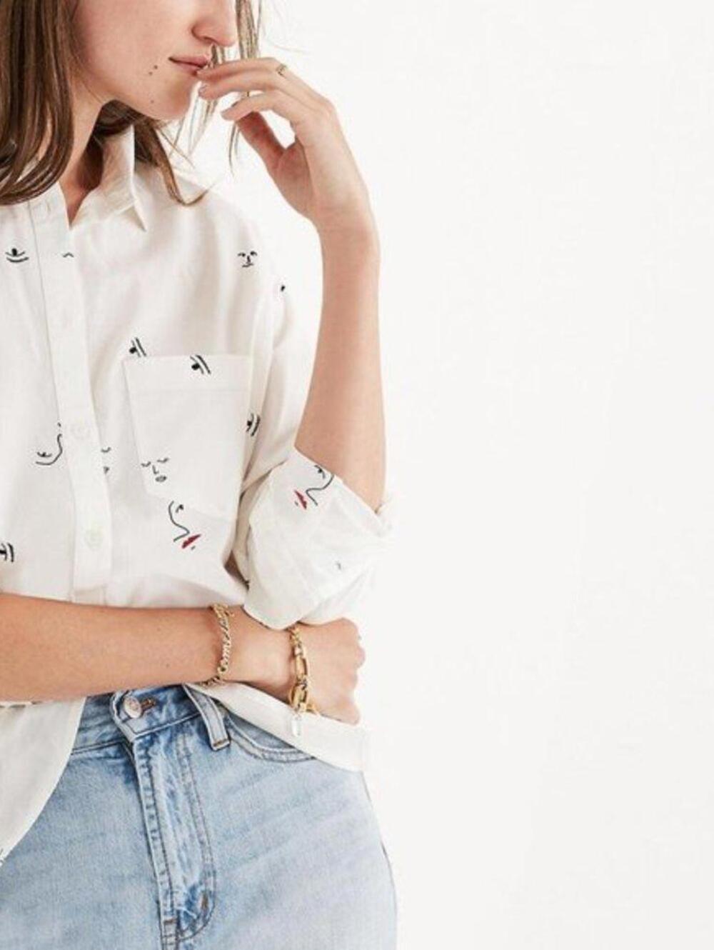 Madewell Oversized Ex-Boyfriend Shirt in Making Faces - Picture 2 of 9